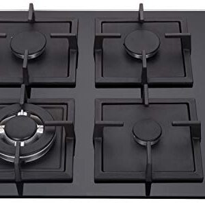 K&H 4 Burner 24 Inch Built-in LPG/Propane Gas Stove Top Glass Surface Cast Iron Cooktop UL/ETL Certified 4-GCW-LPG