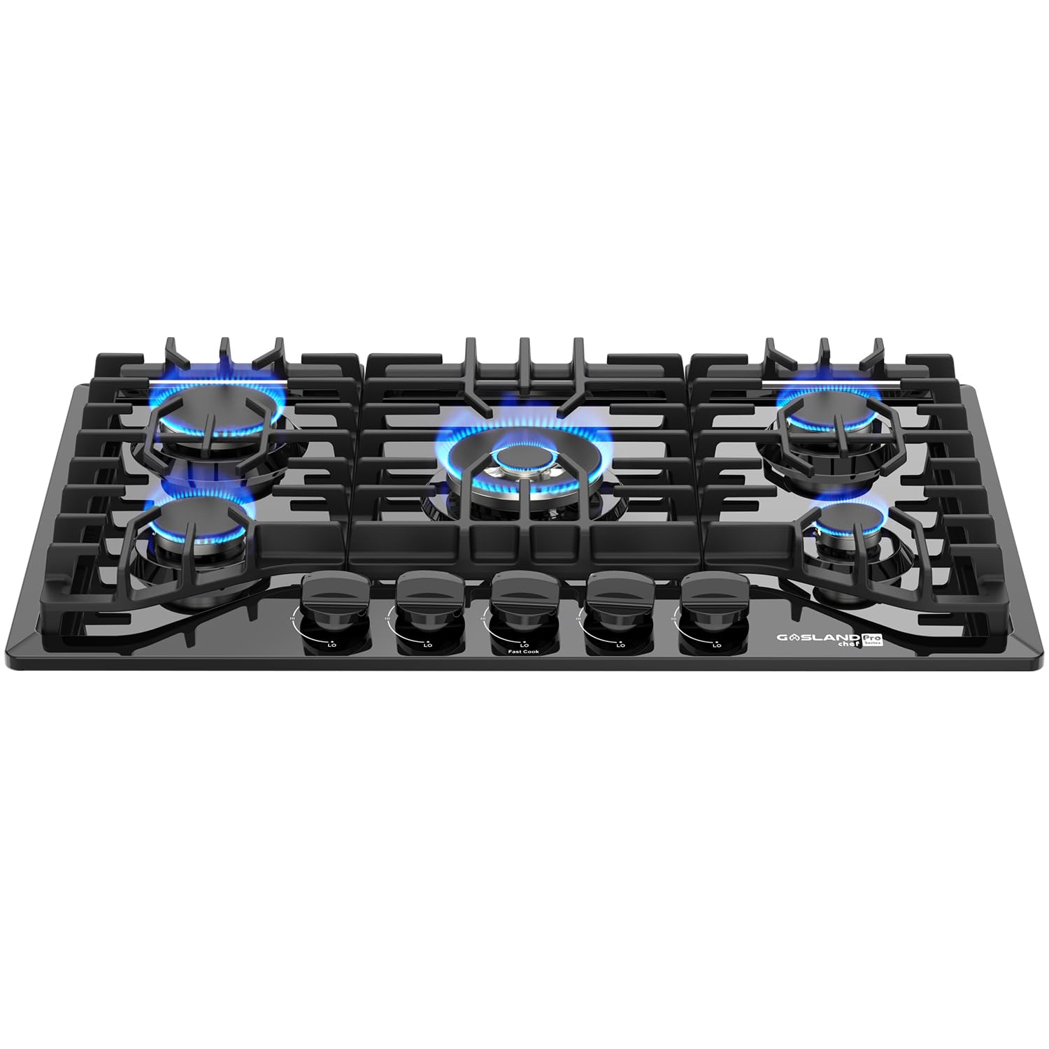 Gas Cooktop 30 Inch, GASLAND Chef PRO GH2305EF 5 Burner Gas Stove, Built-in NG/LPG Convertible Gas Cooktops, Gas Countertop Plug-in with Thermocouple Protection, Black