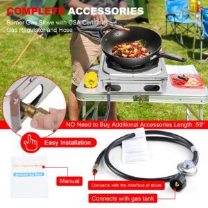 Propane Gas Cooktop，Single Burner Gas Stove Stainless Steel Portable Gas Stove，Auto Ignition Camping Single Burner LPGfor RV, Apartments, Outdoor