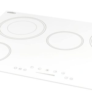 Summit Appliance CR5B30T8W 30" Wide 5-Burner Radiant Cooktop, White, Ceramic Glass Surface, Digital Touch Controls, 9 Power Levels, Programmable Timer, Residual Heat Indicator, 208-240v Operation