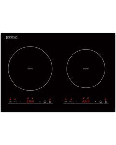 empava electric induction cooktop stove with 2 burners in black vitro ceramic smooth surface glass 120v, 12 inch