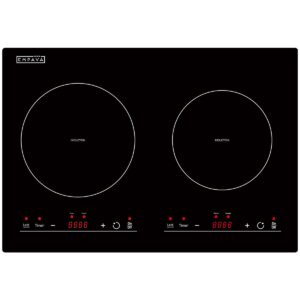 Empava Electric Induction Cooktop Stove with 2 Burners in Black Vitro Ceramic Smooth Surface Glass 120V, 12 Inch