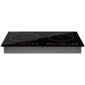 Empava Electric Induction Cooktop Stove with 2 Burners in Black Vitro Ceramic Smooth Surface Glass 120V, 12 Inch