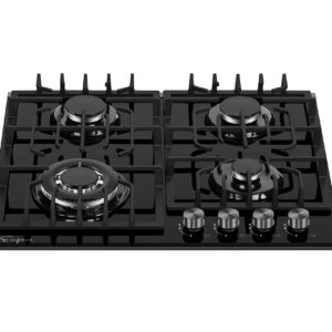 Empava 24 Inch Gas Cooktop Professional 4 Italy Sabaf Burners Stove Top Certified with Thermocouple Protection in Black Tempered Glass