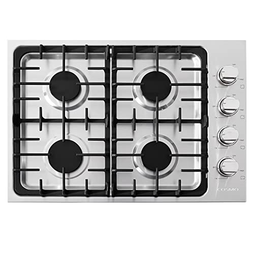 COSMO COS-DIC304 30 in. Gas Cooktop in Stainless Steel with 4 Italian Made Burners