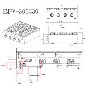 Empava 30 in. Slide-in Natural Gas Rangetop with 4 Burners in Stainless Steel, 30GC30