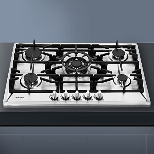 30 Inch Gas Cooktop, Built-in Stainless Steel 5 Burners Gas Stovetop LPG/NG Convertible Gas Stove Top Dual Fuel Gas Hob DM527-SC02