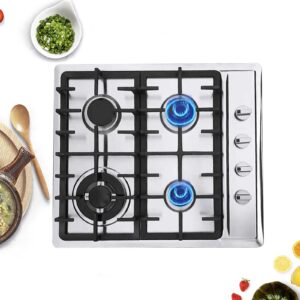 BEYANEE Built-In Gas Cooktop, 4-Hole Built-In Gas Cooktop, 23-Inch 4-Burner Gas Cooktop, Easy-Clean Gas Cooktop for Kitchen with Electric Ignition and Flame-Out System