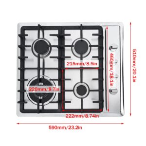 BEYANEE Built-In Gas Cooktop, 4-Hole Built-In Gas Cooktop, 23-Inch 4-Burner Gas Cooktop, Easy-Clean Gas Cooktop for Kitchen with Electric Ignition and Flame-Out System