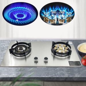 YILIKISS 28" Built-in Gas Cooktops | 2 Burner LPG Propane Gas Cooker Stainless Steel Gas Stove | Dual Burner Gas Hob | Easy to Clean