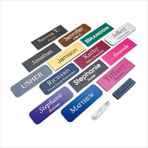 Custom Engraved Name Badges with Pin or Magnet Backing - Durable Personalized Acrylic Name Tag with 15 Font Options and 21 Color Options, 1" x 3", Custom Engraving Services - 1 Tag