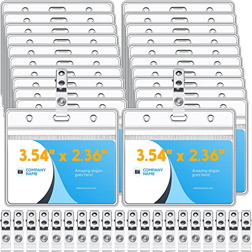 150 Sets Clip on Name Tag Clear Name Badge with Clip Waterproof PVC ID Badge Holder Transparent Name Tag Holder with Resealable Zipper Seal and Metal Badge Clip for Teacher Student Worker