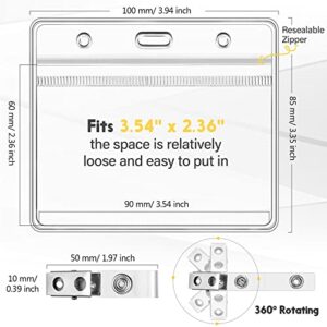 150 Sets Clip on Name Tag Clear Name Badge with Clip Waterproof PVC ID Badge Holder Transparent Name Tag Holder with Resealable Zipper Seal and Metal Badge Clip for Teacher Student Worker