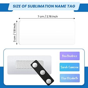 Gisafai 18 Pieces Sublimation Name Tags 1 x 3 Inch DIY Badge Blank with Round Edges Magnetic Personalized Name Tags Metal Rectangular Tag Blanks for School Office Supplies