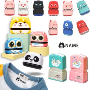 personalized name stamp for kids clothing, custom name tag labels stickers stamps baby clothes nursery permanent fabric markers, 13 styles&36 icons