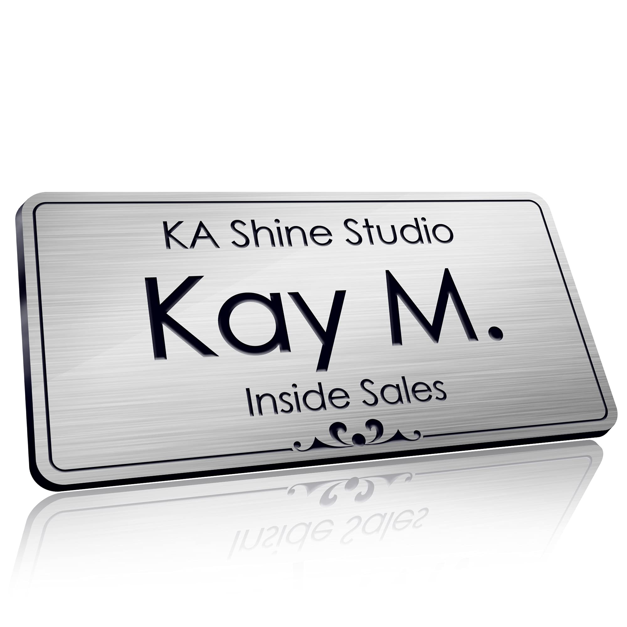 Custom Name Tag, Custom Name Badge, 1.5" x 3", 18 Colors, Durable Engravable Impact Acrylic Material, Made in The USA by My Sign Center (Aluminum-Black)