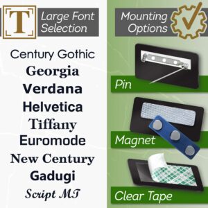 Custom Name Tag, Custom Name Badge, 1.5" x 3", 18 Colors, Durable Engravable Impact Acrylic Material, Made in The USA by My Sign Center (Aluminum-Black)