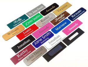 customized4u custom engraved name tag badges - personalized identification with pin or magnetic backing, 1 inch x 3 inches