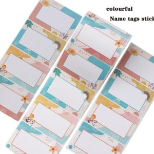 300 Pcs Boho Name Tag Stickers Self Adhesive Colorful Name Labels for Kids Nametags Labels for Classroom,Teachers,Office,Home .4 Different Designs 3.5"X 2.25"