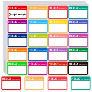 400 pcs name tag sticker labels, hello my name is stickers self-adhesive name tags daycare name label sticky colorful name badge for birthday party, family reunion,meeting - school, office, home