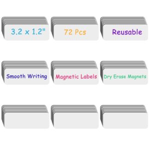 72 pcs dry erase magnetic labels, 3.2 × 1.2" magnetic name tags magnetic label stickers for whiteboard, refrigerator, locker classroom office home