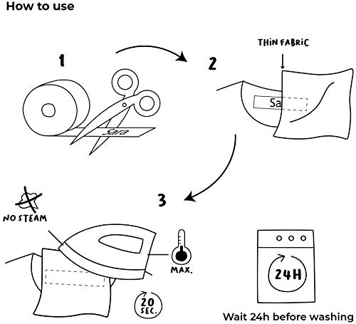 100 Iron-on Fabric Labels for Clothing, Customized Name Tags for School Uniforms, Elderly Garments, Jackets, Personalized and Washable. with Ecological Certified. White, 2.4x0.4 inches