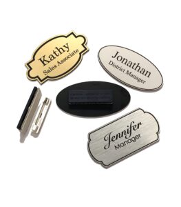 custom personalized engraved name tag/badge for business, with magnet or pin, 1.5"x3" - 1 tag