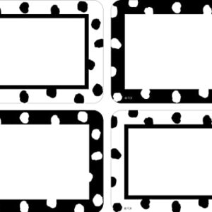 Black and White Painted Dots Name Tags/Labels - Multi-Pack