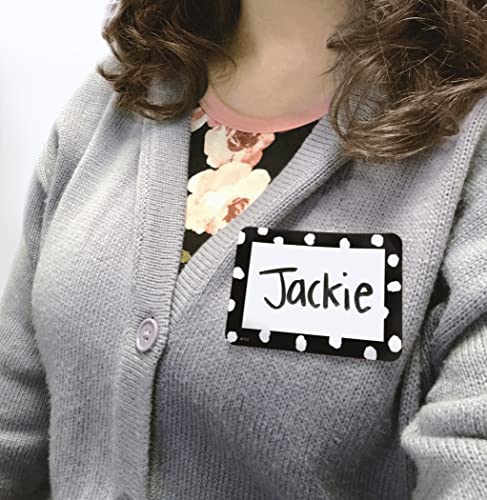 Black and White Painted Dots Name Tags/Labels - Multi-Pack