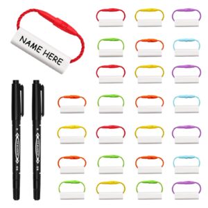 hvswly 100pcs waterproof shoe name tags,water bottles labels,name tags for daycare items,writable name labels for kids backpack,shoes,travel luggage,school supplies,with 2 markers