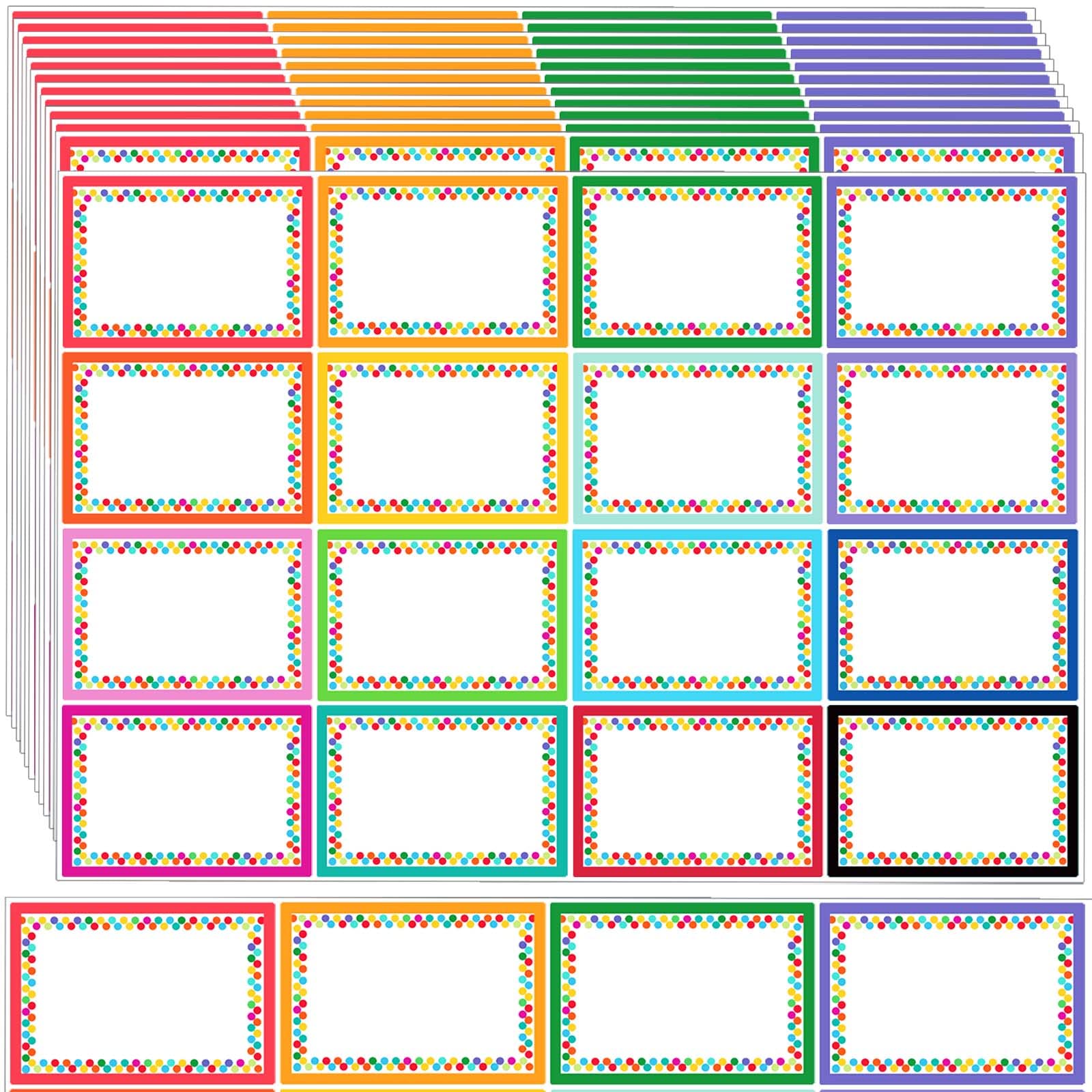 Dreecy 480 PCS Name Tags Stickers (3" x 2"), 16 Style Colorful Name Tags Labels for Classroom Name Badge Nametags Stickers for Themed Party, School, Office, Home