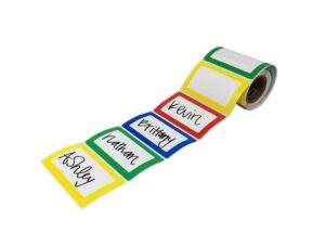 shop4mailers colorful bordered name tag sticker labels rolls of 200 (1 roll)