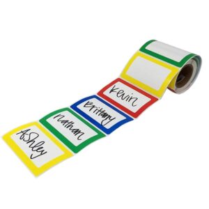 Shop4Mailers Colorful Bordered Name Tag Sticker Labels Rolls of 200 (1 Roll)
