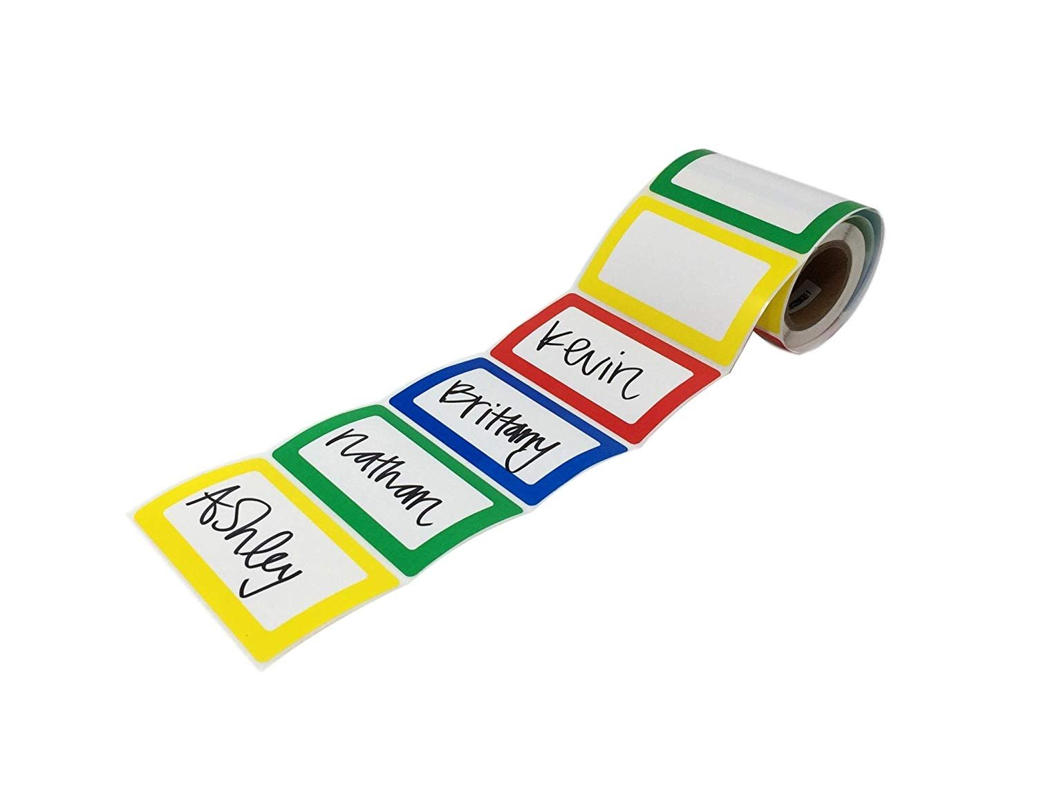 Shop4Mailers Colorful Bordered Name Tag Sticker Labels Rolls of 200 (1 Roll)