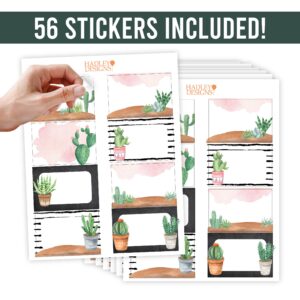 56 Cactus Name Tags for Classroom Cubbies - Self Adhesive Name Tags Sticker Name Tags for Kids, Name Tag Stickers for Kids Name Labels for School, Nametags Labels for Classroom Labels for Teachers