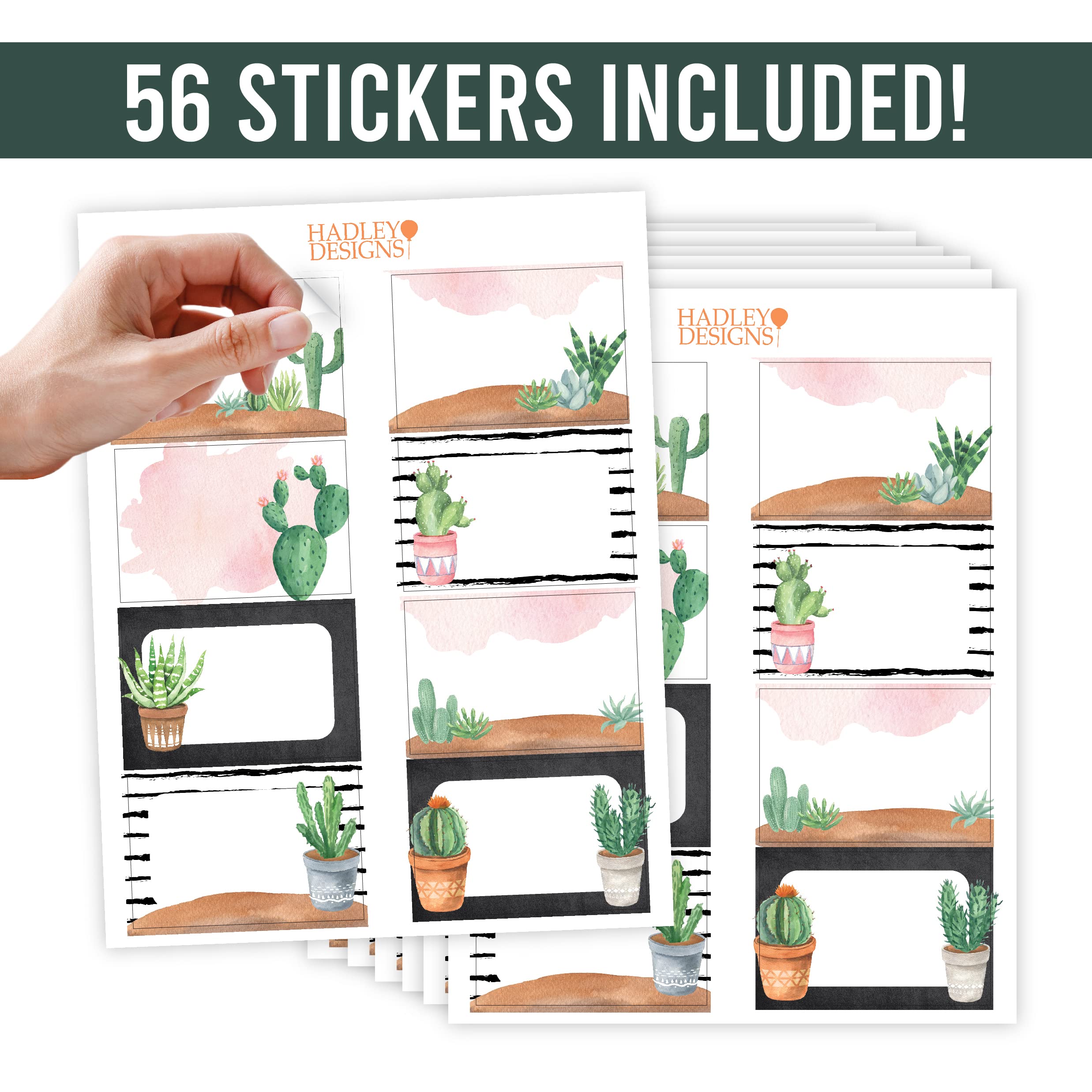 56 Cactus Name Tags for Classroom Cubbies - Self Adhesive Name Tags Sticker Name Tags for Kids, Name Tag Stickers for Kids Name Labels for School, Nametags Labels for Classroom Labels for Teachers