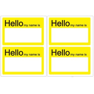 remarkable name tag labels hello my name is stickers,2 x 3 inch name tag labels great for kids,employees,reunions,professionals,parties,school,notebooks,events/pack of 200 (yellow) …