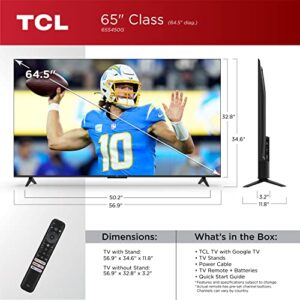 TCL 65-Inch Class S4 4K LED Smart TV with Google (65S450G, 2023 Model), Dolby Vision, HDR Pro, Atmos, Assistant Built-in Voice Remote, Works Alexa, Streaming UHD Television