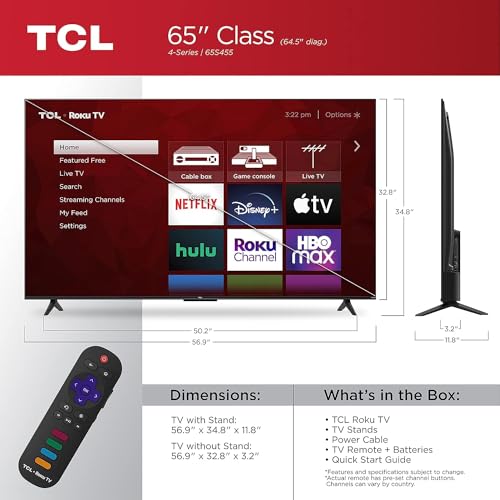 TCL 65" Class 4-Series 4K UHD HDR Smart Roku TV – 65S455
