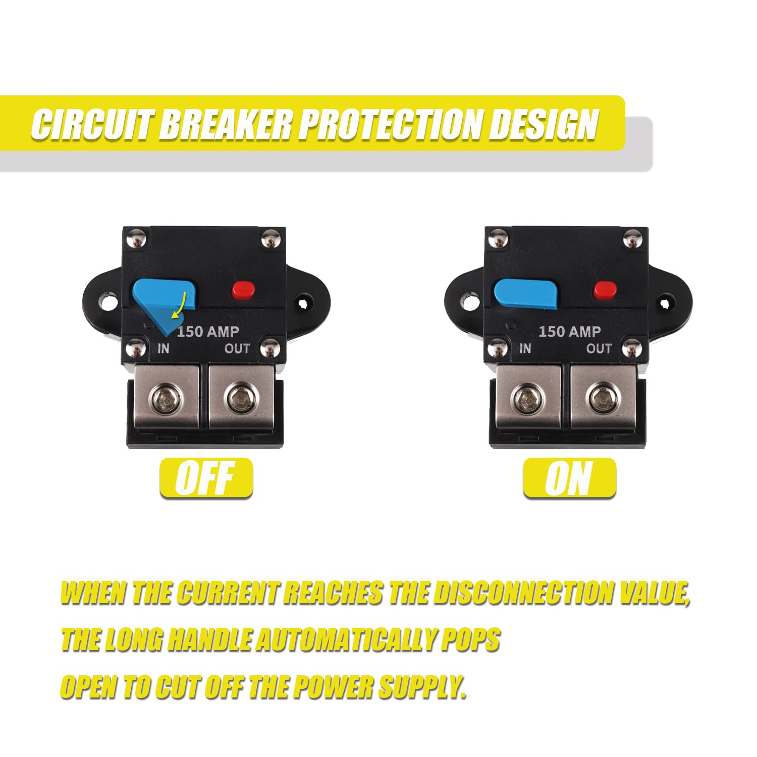 EPLZON 150A Circuit Breaker Resettable Circuit Breaker 150 amp Self Recovery Circuit Breaker Manual Reset Button for Car Audio and Amps Protection