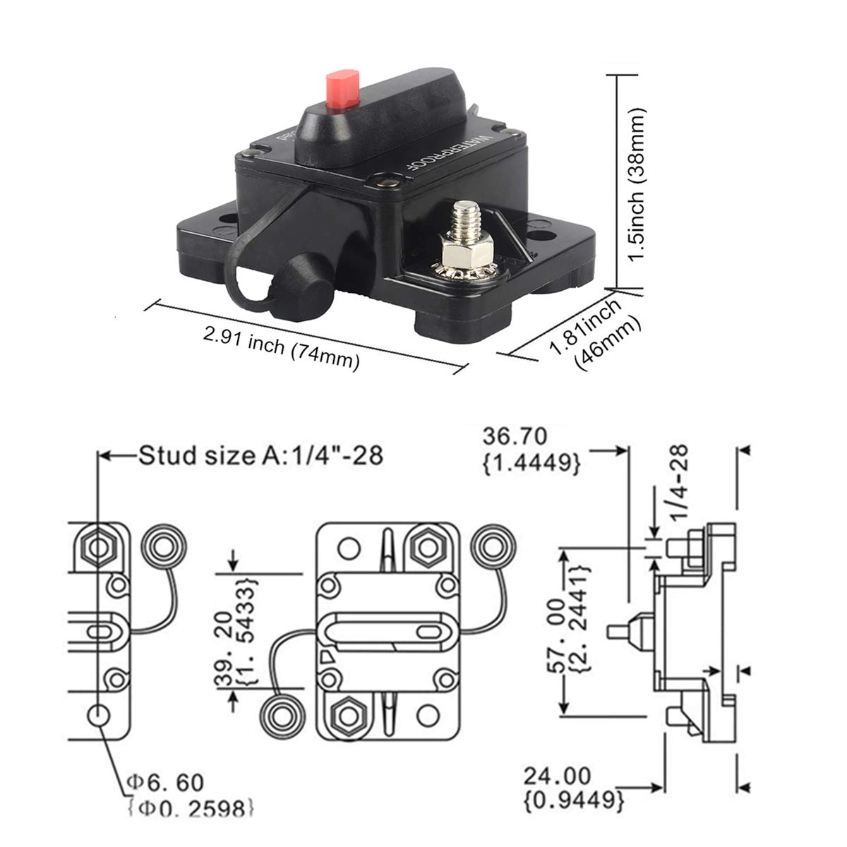 OUHL 150 Amp Circuit Breaker Manual Reset 30-250A for Car Truck Rv ATV Marine Trolling Motors Boat Vehicles,12V-48V DC (150A)