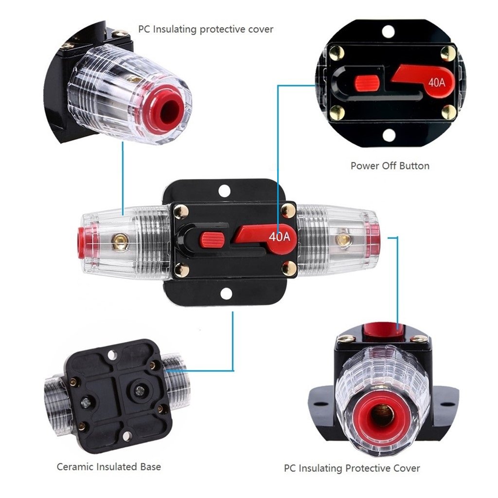 STETION Car Audio 150 Amp Resettable Fuse Circuit Breaker Car Protect for Audio System Fuse 12-24V DC for Car Audio Amps Overload Protection Fuse (150A)