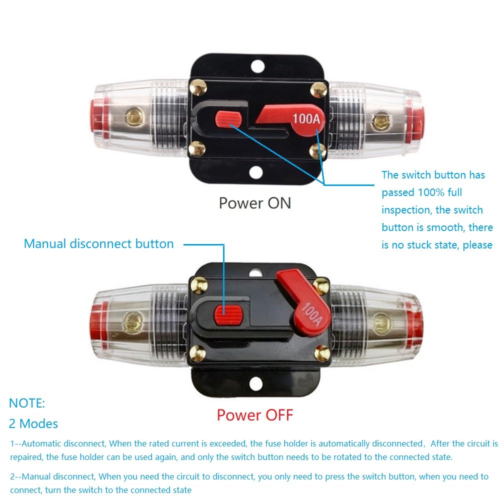 STETION Car Audio 150 Amp Resettable Fuse Circuit Breaker Car Protect for Audio System Fuse 12-24V DC for Car Audio Amps Overload Protection Fuse (150A)