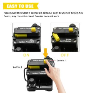 150 Amp Circuit Breaker amp Breakers with Switch Manual Reset for Boat Marine RV Yacht Battery Trailer Bus Truck, 12V- 48V DC, Waterproof (150A)