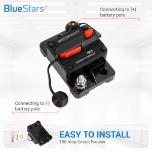 BlueStars 3 Packs 150Amp Circuit Breaker for Boats Cars Trolling Motors Marine Vehicles Winches ATV Electronic Battery System with Manual Reset, Water Proof, 12V-48V DC