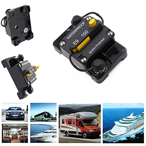 ANJOSHI 150Amp Circuit Breaker 30-300A with Manual Reset Trolling Motor Auto Car Marine Boat Bike Audio Terminal Inline Fuse Inverter for System Current Overload Protection 12V-48V DC Waterproof