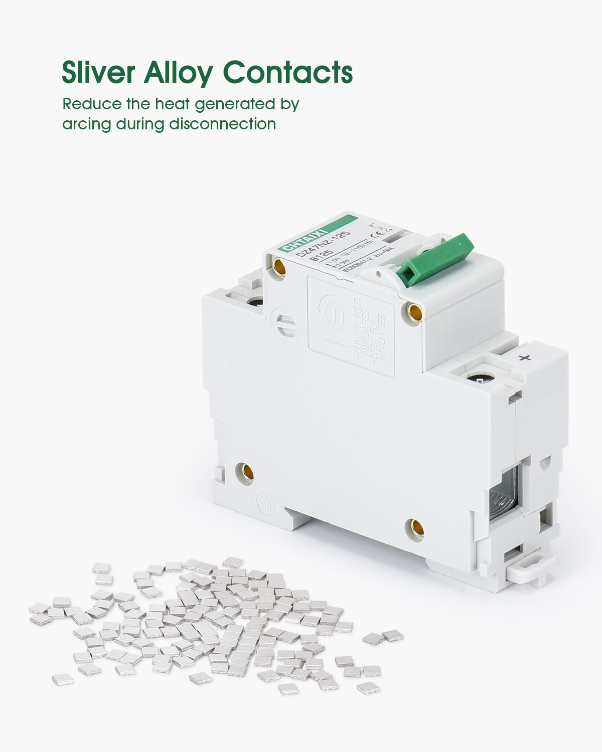 Chtaixi 12V-110V DC Miniature Circuit Breaker, 100 Amp 1 Pole Battery Breaker Protector for Solar PV System and RV, Thermal Magnetic Trip, DIN Rail Mount, High Current DC Disconnect Switch MCB 1P B100