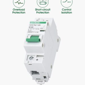 Chtaixi 12V-110V DC Miniature Circuit Breaker, 100 Amp 1 Pole Battery Breaker Protector for Solar PV System and RV, Thermal Magnetic Trip, DIN Rail Mount, High Current DC Disconnect Switch MCB 1P B100