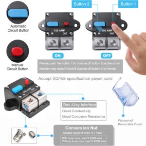 Snlazp 150 Amp Circuit Breaker Resettable Circuit Breaker Manual Reset Switch Button for RVs Trolling Boat Marine Truck Vehicles Stereo Audio Electronic Battery Solar System, 12V-24VDC (150A)