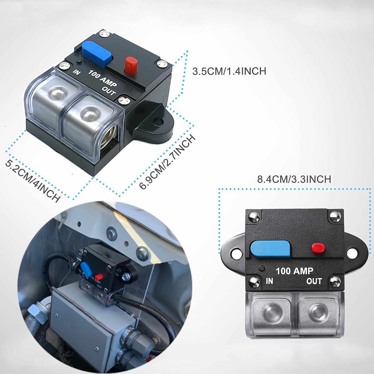 Snlazp 150 Amp Circuit Breaker Resettable Circuit Breaker Manual Reset Switch Button for RVs Trolling Boat Marine Truck Vehicles Stereo Audio Electronic Battery Solar System, 12V-24VDC (150A)